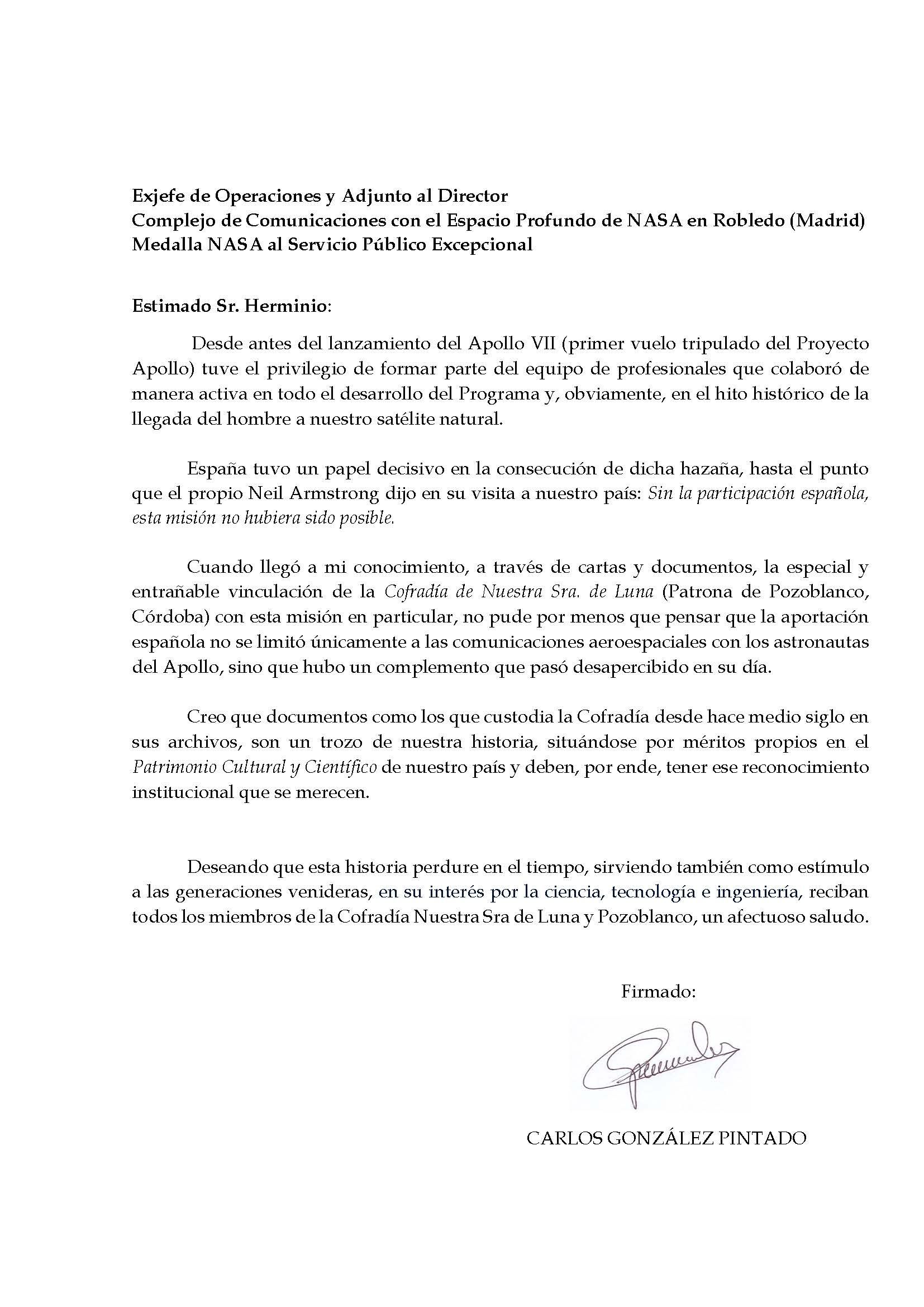 La correspondencia de la Cofradía Virgen de la Luna y las misiones Apolo forman parte de la historia de NASA