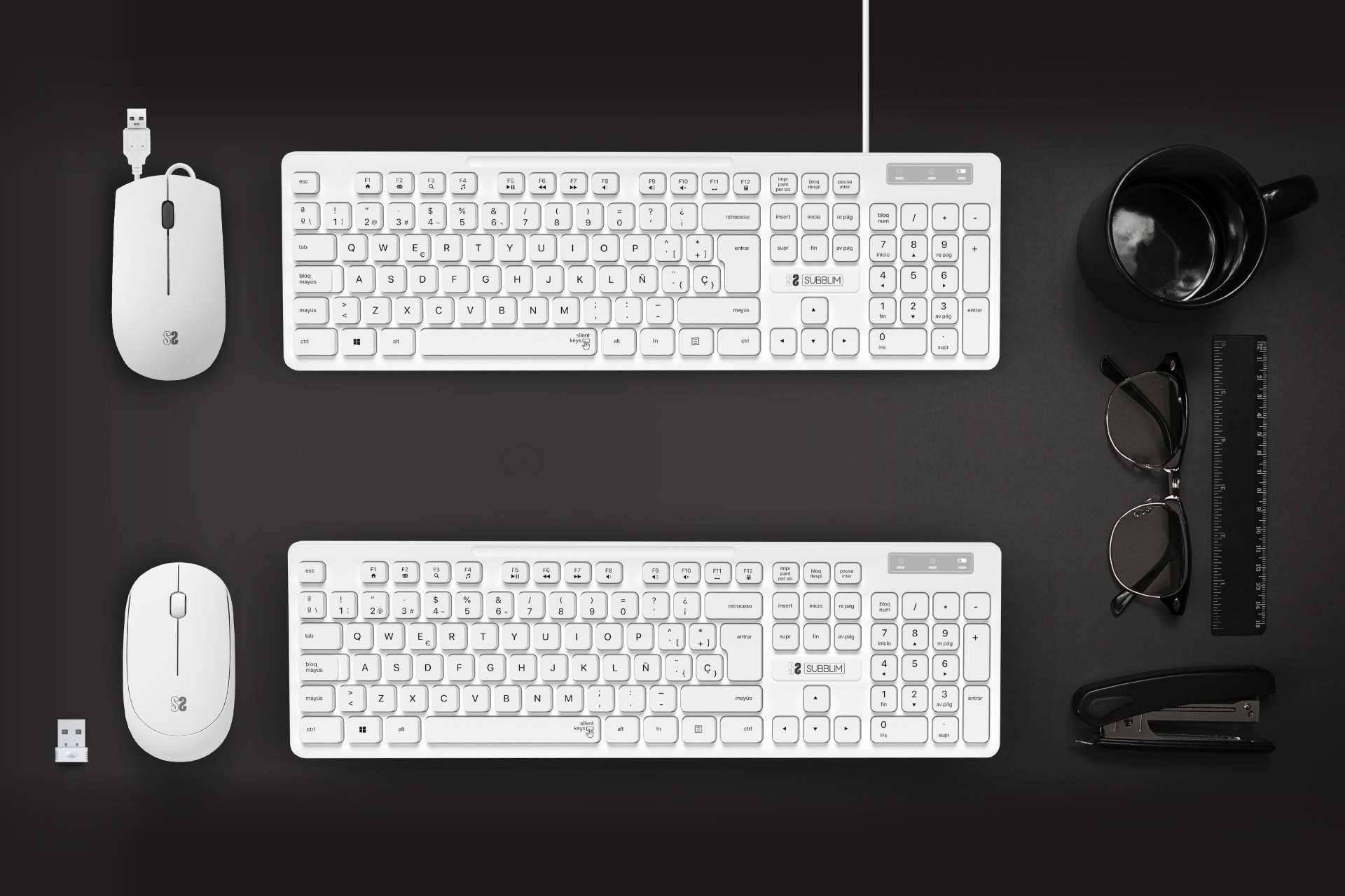Ratones y teclados de oficina para mejorar el entorno de trabajo. SUBBLIM amplía la Gama Business con teclados y ratones en color blanco